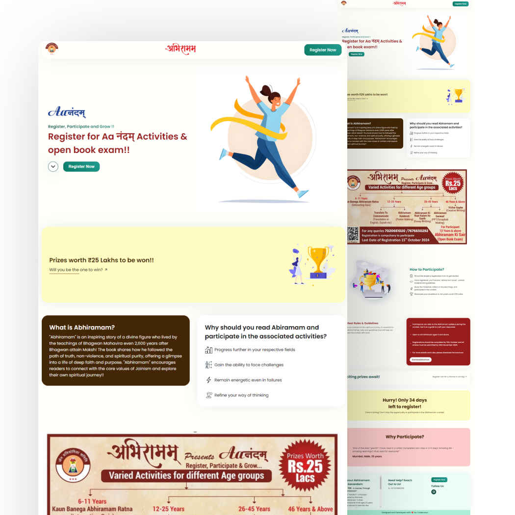 Abhiramam Book Contest Landing Page Based in Mumbai